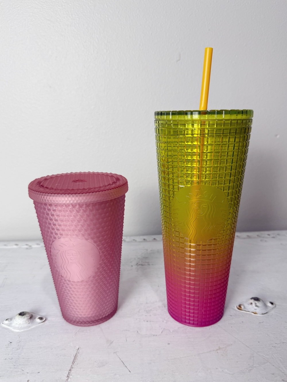 Starbucks Studded Tumbler Pink Lemonade Jelly 16 Oz + Ombré Pink Yellow 2022